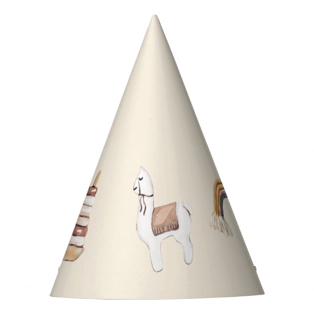 Boho Baby Watercolor Rainbow Lama Party Hat Partyhütchen (Vorderseite)