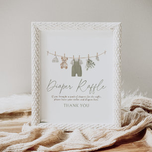 Boho-Babykleidung Baby-Party-Windel-Raffle-Schild Poster