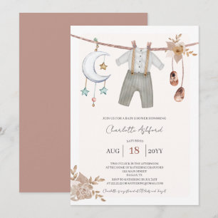 Boho Babykleidung Einladung zur Kinderdusche