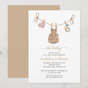 Boho Babykleidung Neutral Oh Babyparty Einladung