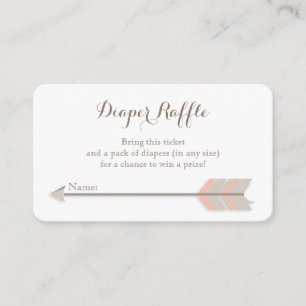 Boho Babyparty-Rosa und GreyDiaper Raffle-Karte Begleitkarte