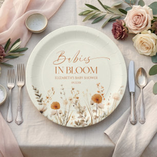 Boho Babys in Bloom Wildblume Twins Kinderdusche Pappteller