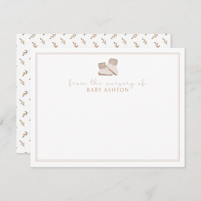 Boho, Babyschuhe, aus dem Kinderzimmer Einladung (Vorne/Hinten)