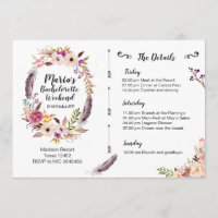Boho Bachelorette Wochenenden-Routen-Einladung