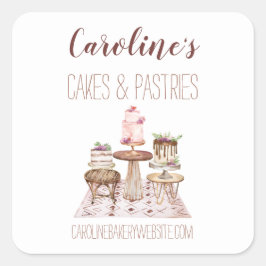 Boho Backbäckerei Boutique, Cupcakes & Pastries S Quadratischer Aufkleber