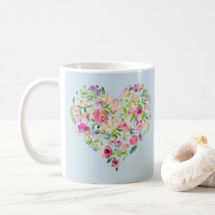 Boho Bailee  Blauer Pastel Blumenkohl Initial Kaffeetasse