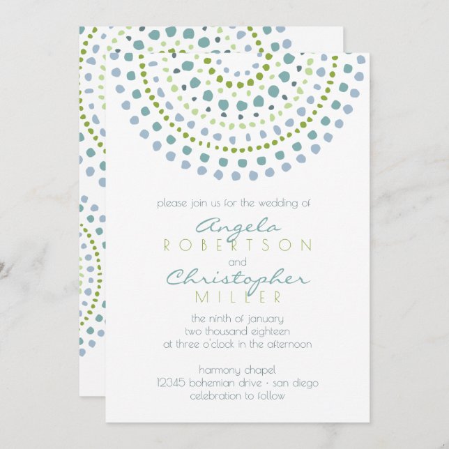 Boho Bali Green Jewels Hochzeit Einladung (Vorne/Hinten)