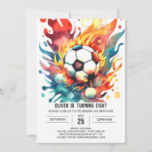 Boho Ball Editable Soccer Birthday Einladung