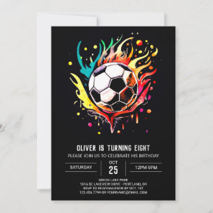 Boho Ball Printable Soccer Birthday Einladung