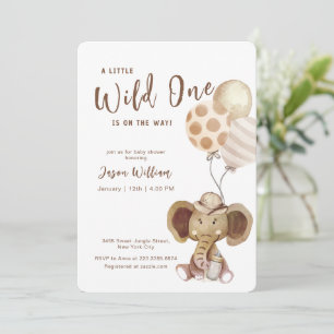 Boho-Ballon-Safari-Elefant-Junge-Baby-Party  Einladung