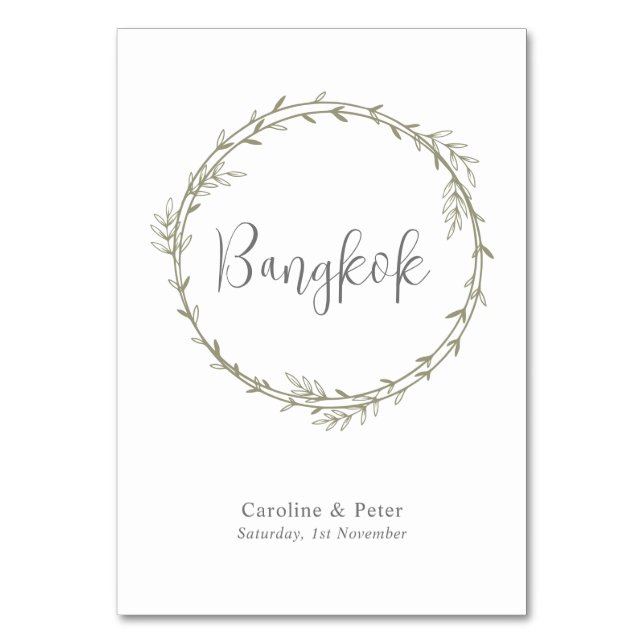 Boho Bamboo Botanischer Leaf Soft Eleganter Garten Tischnummer (Vorderseite)