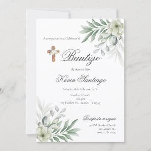Boho Baptism Español Invitación Bloral Einladung