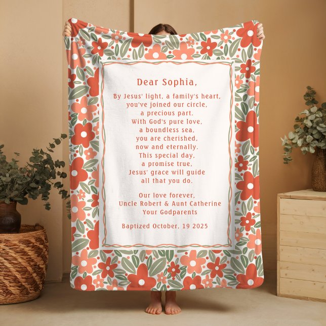 Boho Baptism Gift Personal Prayer Fleece Blanket  (Von Creator hochgeladen)