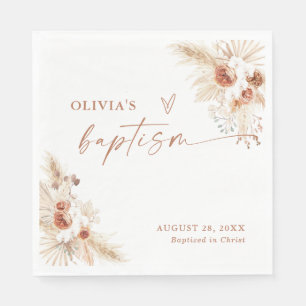 Boho Baptism Napkins   Pampas Grass Christening Serviette