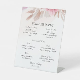 Boho-Bar-Cocktailgetränkeselektionstischständer Sockelschild