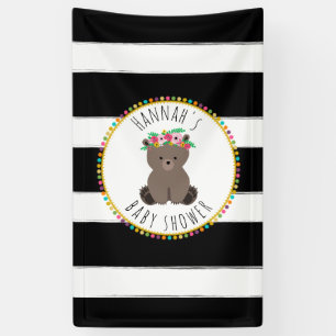 Boho Bär Stripes Babyparty-Fahne Banner
