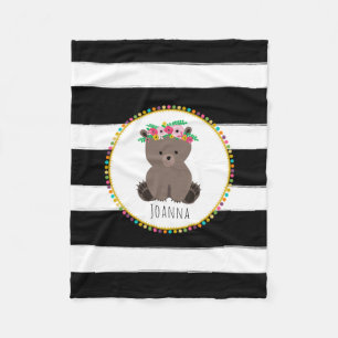 Boho Bär Stripes Mädchen-Fleece-Decke Fleecedecke
