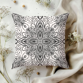 Boho Barrett Mandala Finsternis schwarz Kissen
