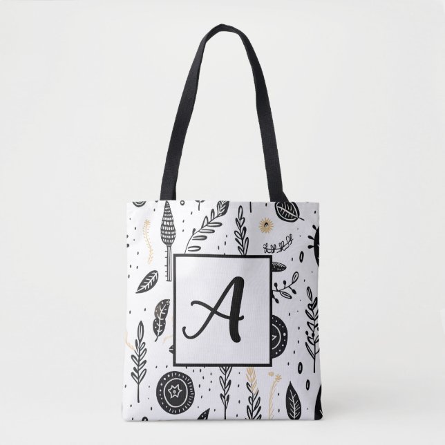 Boho Basic Black and White Tote Bag (Vorderseite)