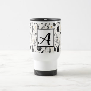 Boho Basic Black and White Travel Mug Reisebecher