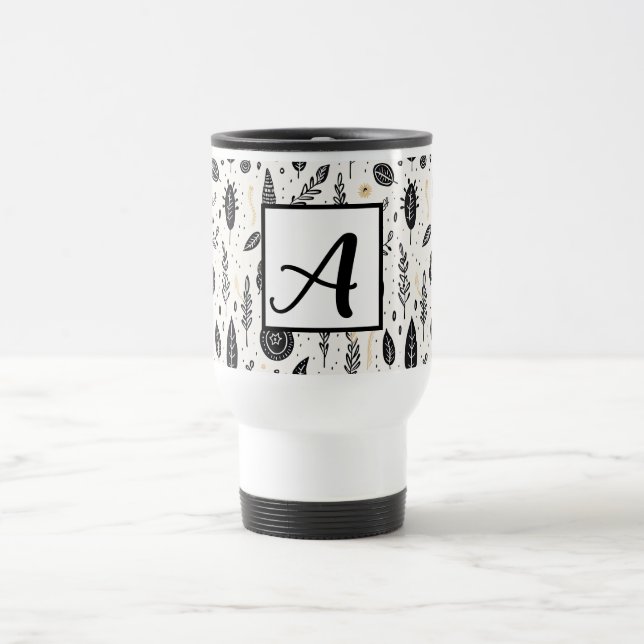 Boho Basic Black and White Travel Mug Reisebecher (Mittel)