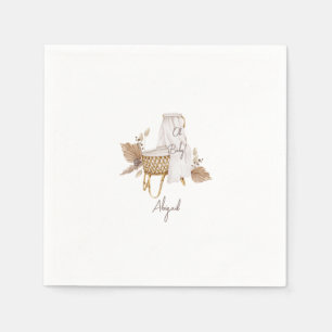 Boho Bassinet Custom White Baby Dusche Napkins Serviette