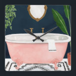 Boho Bath II Quadratische Wanduhr<br><div class="desc">Boho Bath II von Victoria Borges</div>