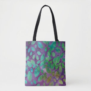 Boho Batik Lila Grün Abstraktes Blattmuster