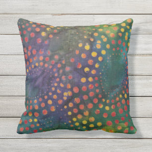 Boho Batik Regenbogen-Punkte-Muster Lila Grün Kissen