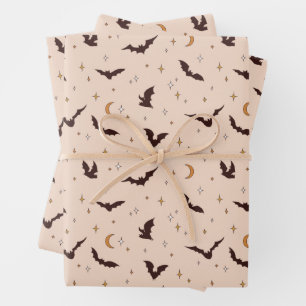 Boho Bats and Stars Halloween Pattern Geschenkpapier Set