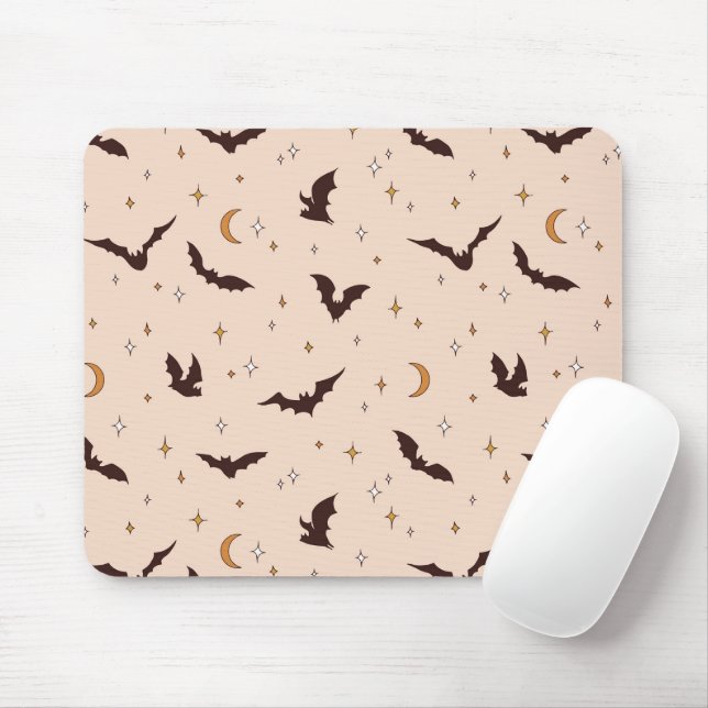 Boho Bats and Stars Halloween Pattern Mousepad (Mit Mouse)