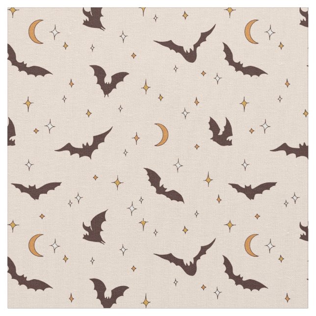 Boho Bats and Stars Halloween Pattern Stoff (Nahaufnahme)