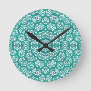 Boho Bazaar Cerulean Pattern Runde Wanduhr
