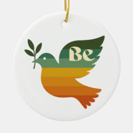 Boho Be Peace Retro Holiday Ceramic Ornament