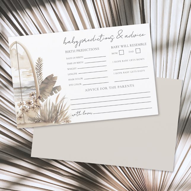 Boho Beach Baby Duschberatung Vorhersagekarte (Boho Beach Baby Shower Advice Predictions Card)