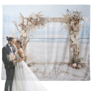 Boho Beach Bliss Hochzeitsband Hintergrund Wandteppich