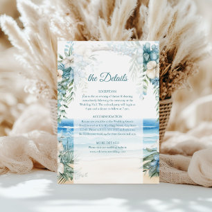 Boho Beach Blue Floral Arch Wedding Details Card Einladung
