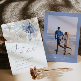 Boho Beach Blue Wedding rettet das Datum der Einla Einladung