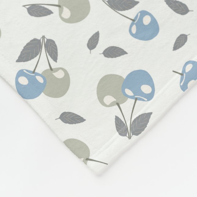 Boho Beach Cherries - sage blue fruit pattern. Fleecedecke (Ecke)
