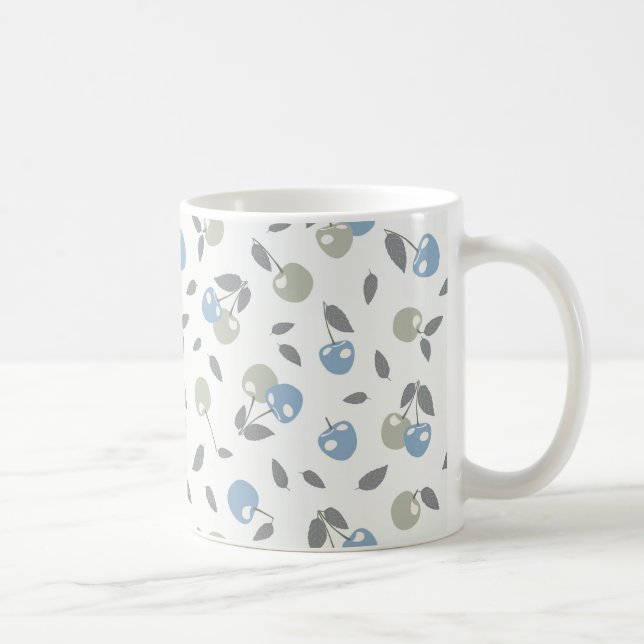Boho Beach Cherries - sage blue fruit pattern. Kaffeetasse (Rechts)