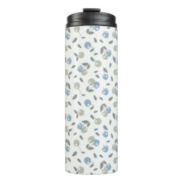 Boho Beach Cherries - sage blue fruit pattern. Thermosbecher