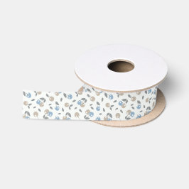 Boho Beach Kirschen - beige blaues Fruchtmuster. Satinband