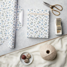 Boho Beach Kirschen - salbei-blaues Fruchtmuster. Geschenkpapier