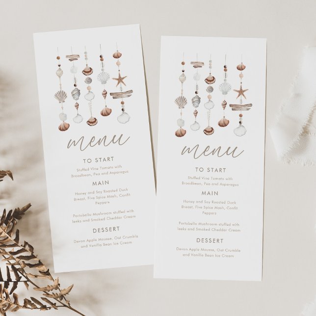 Boho Beach Muschel Baby Showmenü Programm (Zazzle Boho Beach Shell Baby Shower Menu)