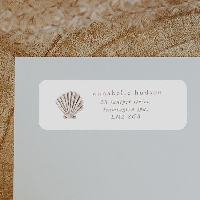 Boho Beach Muschel Babydusche (Zazzle Boho Beach Shell Baby Shower Label)