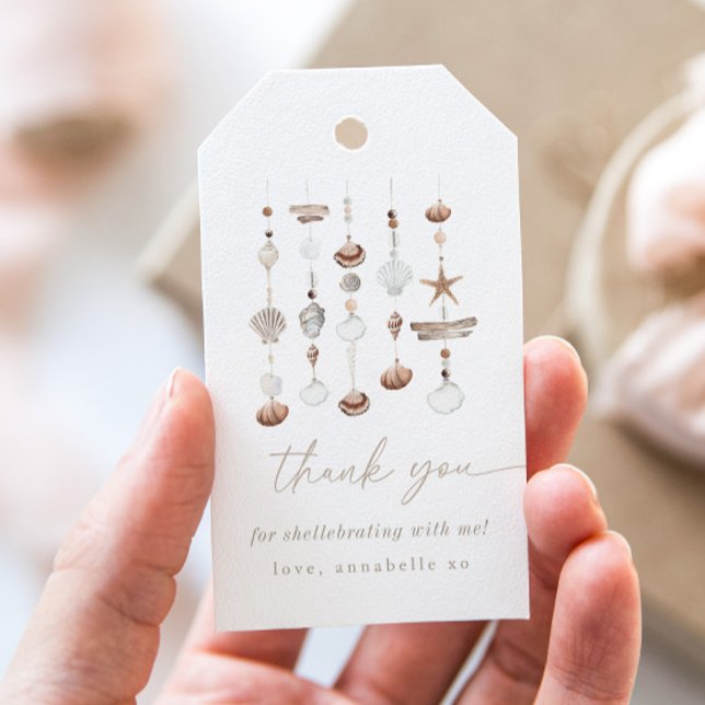 Boho Beach Muschel Babydusche Geschenkanhänger (Zazzle Boho Beach Shell Baby Shower Gift Tags)