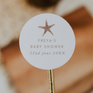 Boho Beach Muschel Babydusche Runder Aufkleber