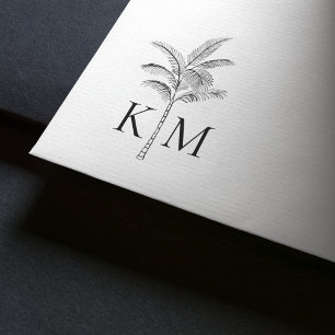 Boho Beach Palm Tree Monogram Gummistempel
