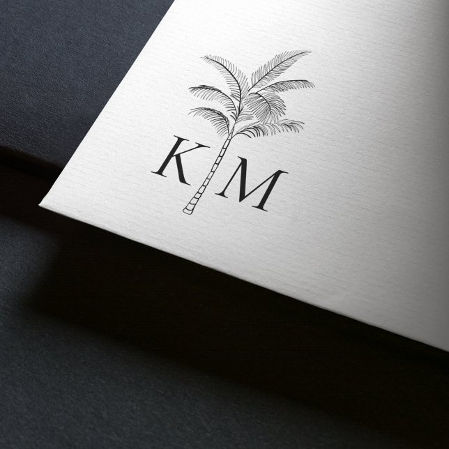 Boho Beach Palm Tree Monogram Gummistempel (Von Creator hochgeladen)