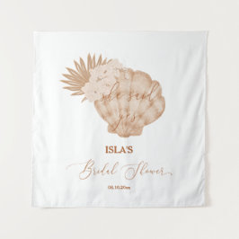 Boho Beach Seashell Brautparty Foto Hintergrund Wandteppich